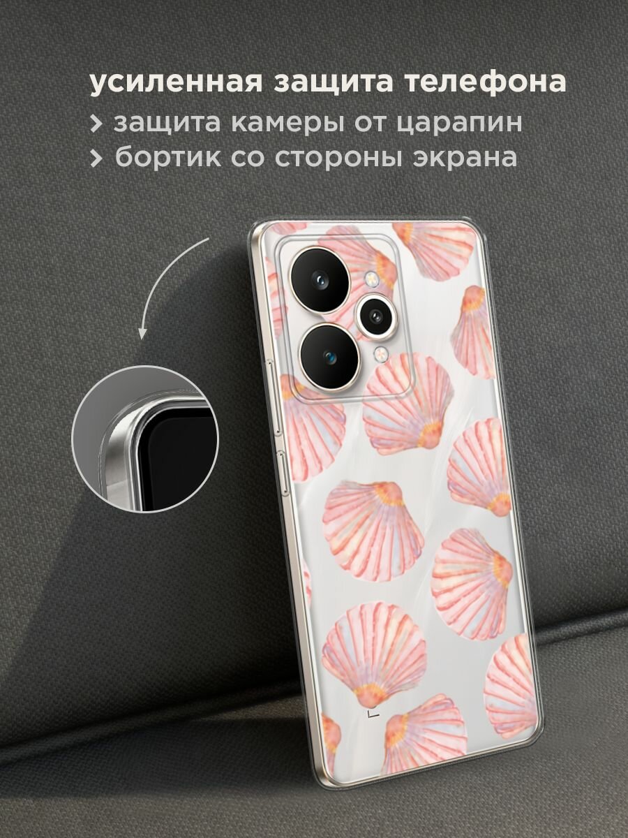 Чехол на Realme 15 / Реалми 15 с принтом "Ракушки паттерн", прозрачный — фото 1