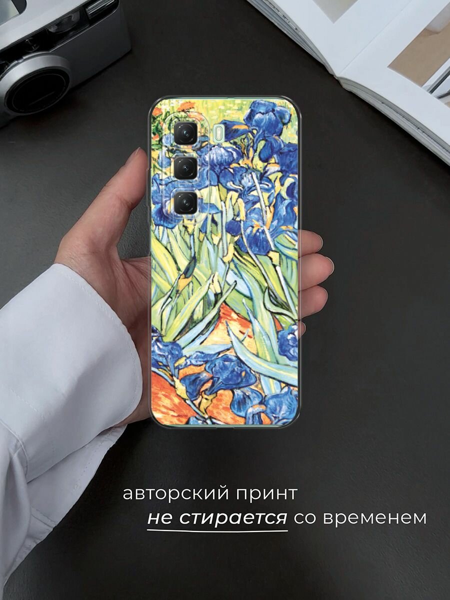 Чехол на Infinix Hot 50 4G / Инфиникс Хот 50 4G с принтом "Ирисы Ван Гог" — фото 1