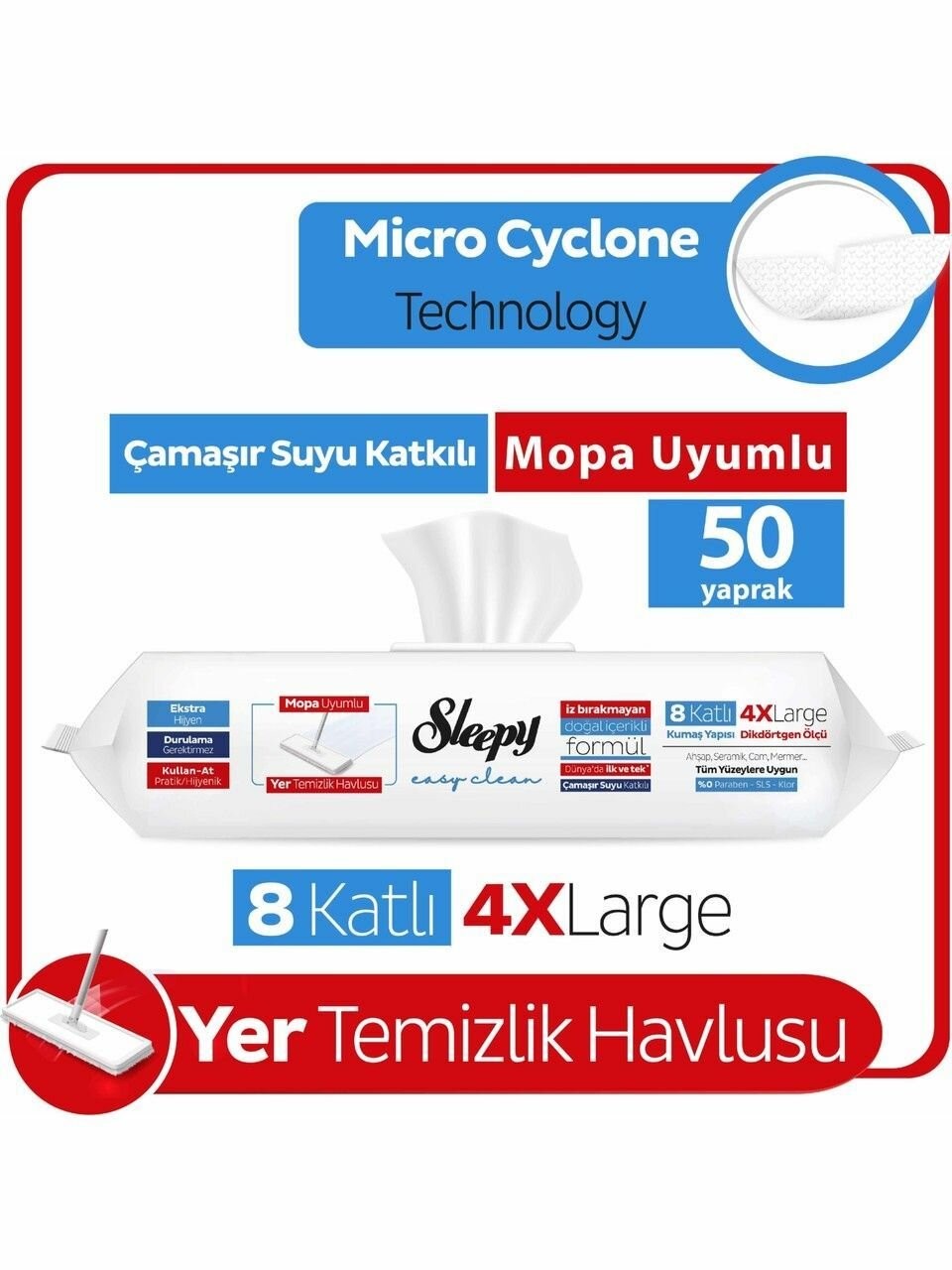 Очищающая салфетка для пола Sleepy Easy Clean с добавлением отбеливателя  совместимая с шваброй