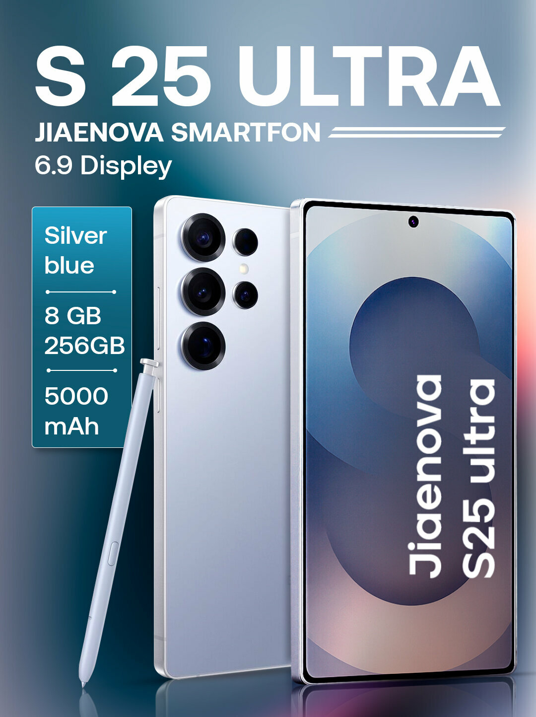 Смартфон Savdo, Jiaenova S25 Ultra, 8GB/256GB, Android, Bluetooth, Wi-Fi, 6.9"