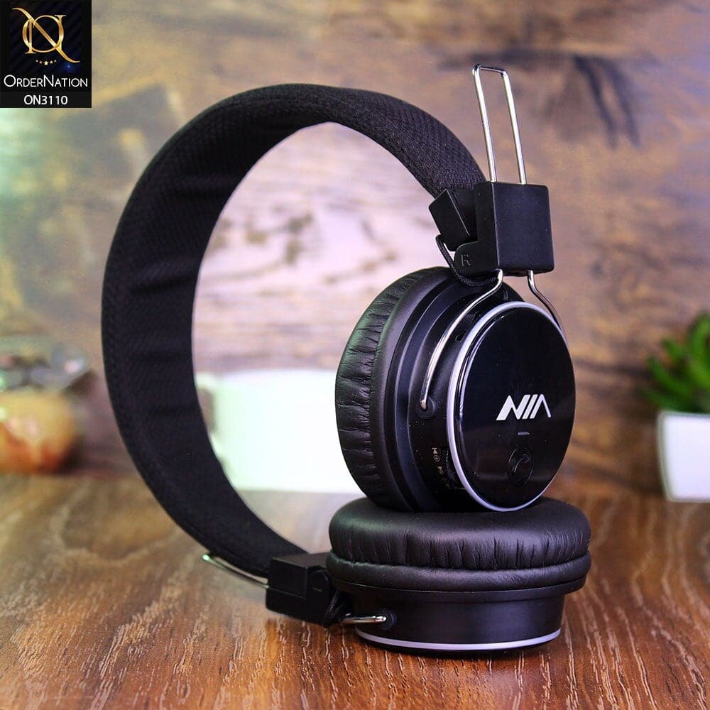 Наушники NIA Q8-851S, беспроводные, с шумоподавлением, с картридером, черные