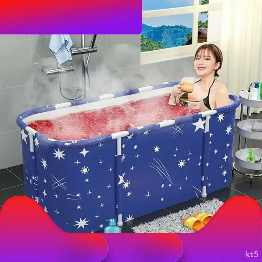 Складная ванна, для взрослых и детей, с утолщением, 120 см, синяя