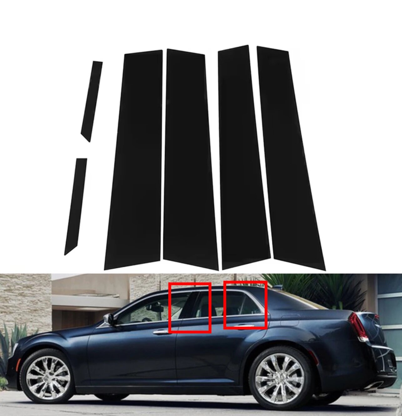 Глянцевая черная стойка, подходит для Chrysler 300 2011 2012 2013-2020 2019, наклейка на окно, дверь, боковая отделка, наклейка, автомобильный аксессуар