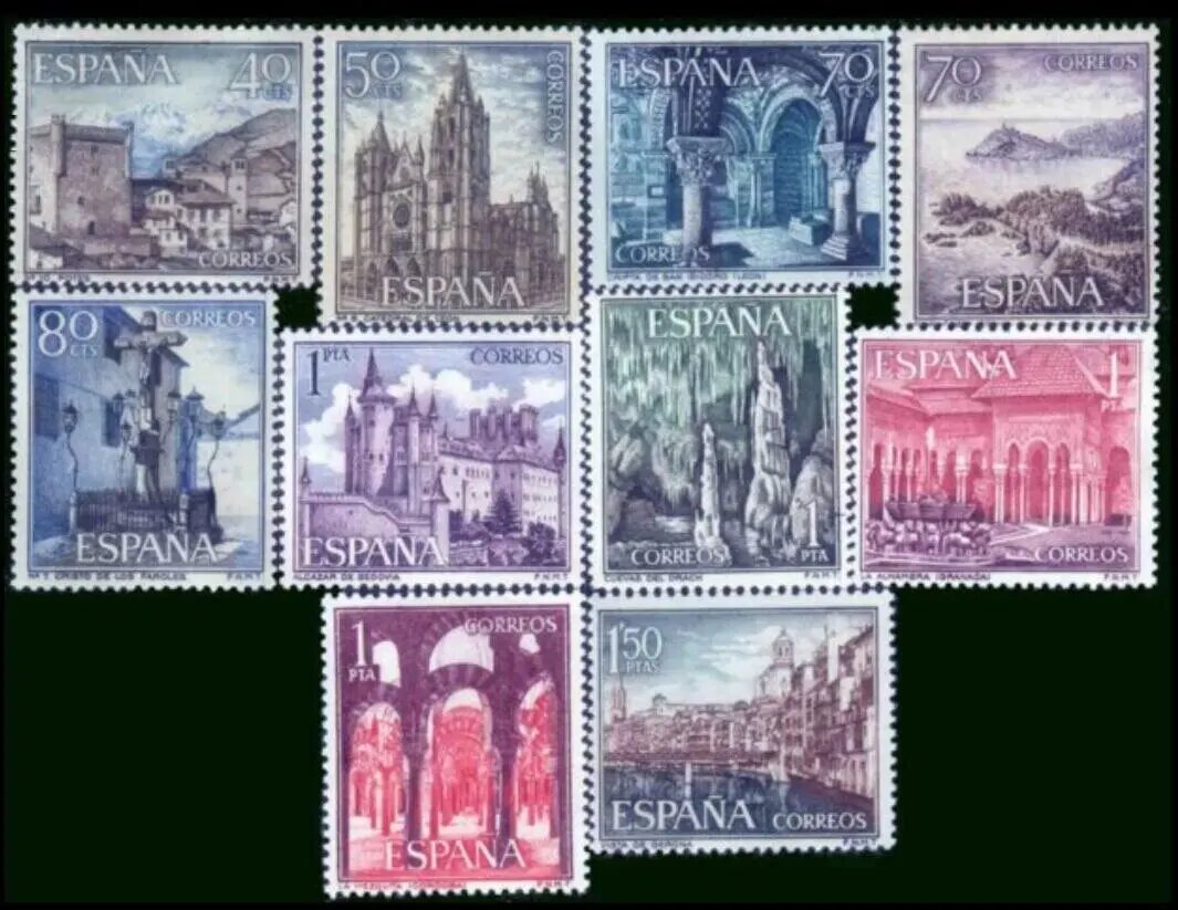 10 шт. почтовых марок Испании 1964 года