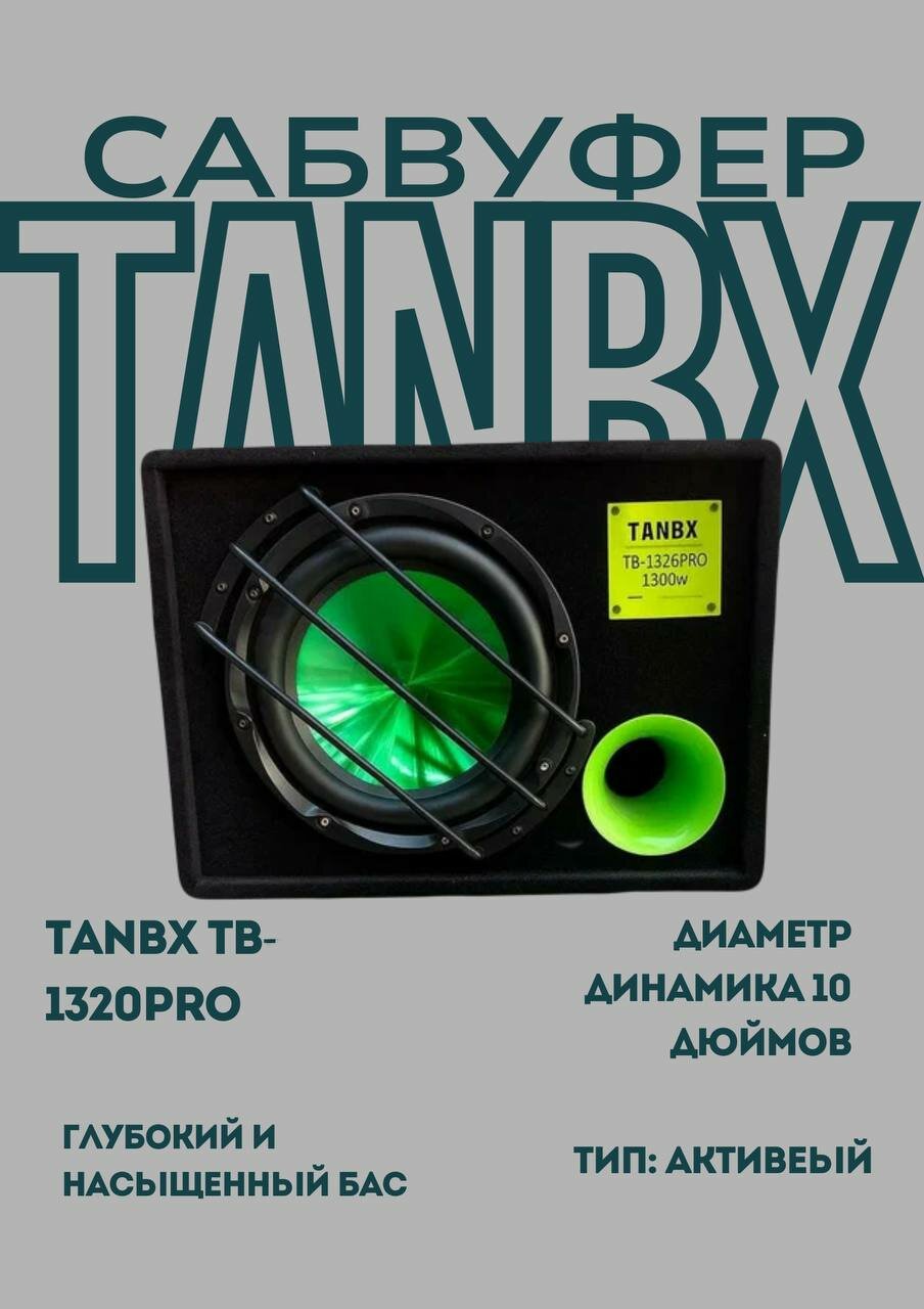 Сабвуфер TANBX TB-1320PRO 25см, активный, встроенный усилитель, мощность 1500Вт