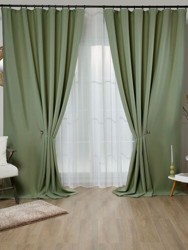 Изображение товара Комплект штор блэкаут "Блэкаут-Жасмин" светло-зелёный(576-45) арт.1631 (200x250 - 2 шт.)