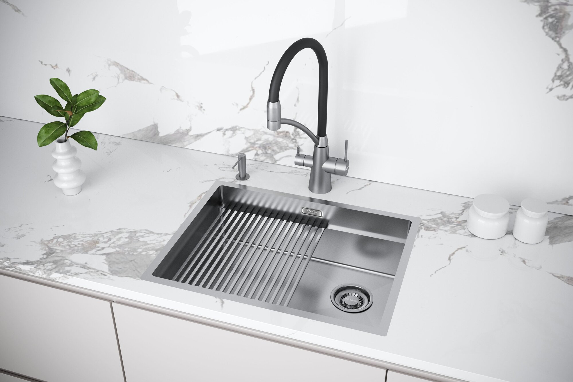 Смеситель Paulmark SIEGEN Si213111-BS брашированная сталь с подключением к фильтру — фото 1