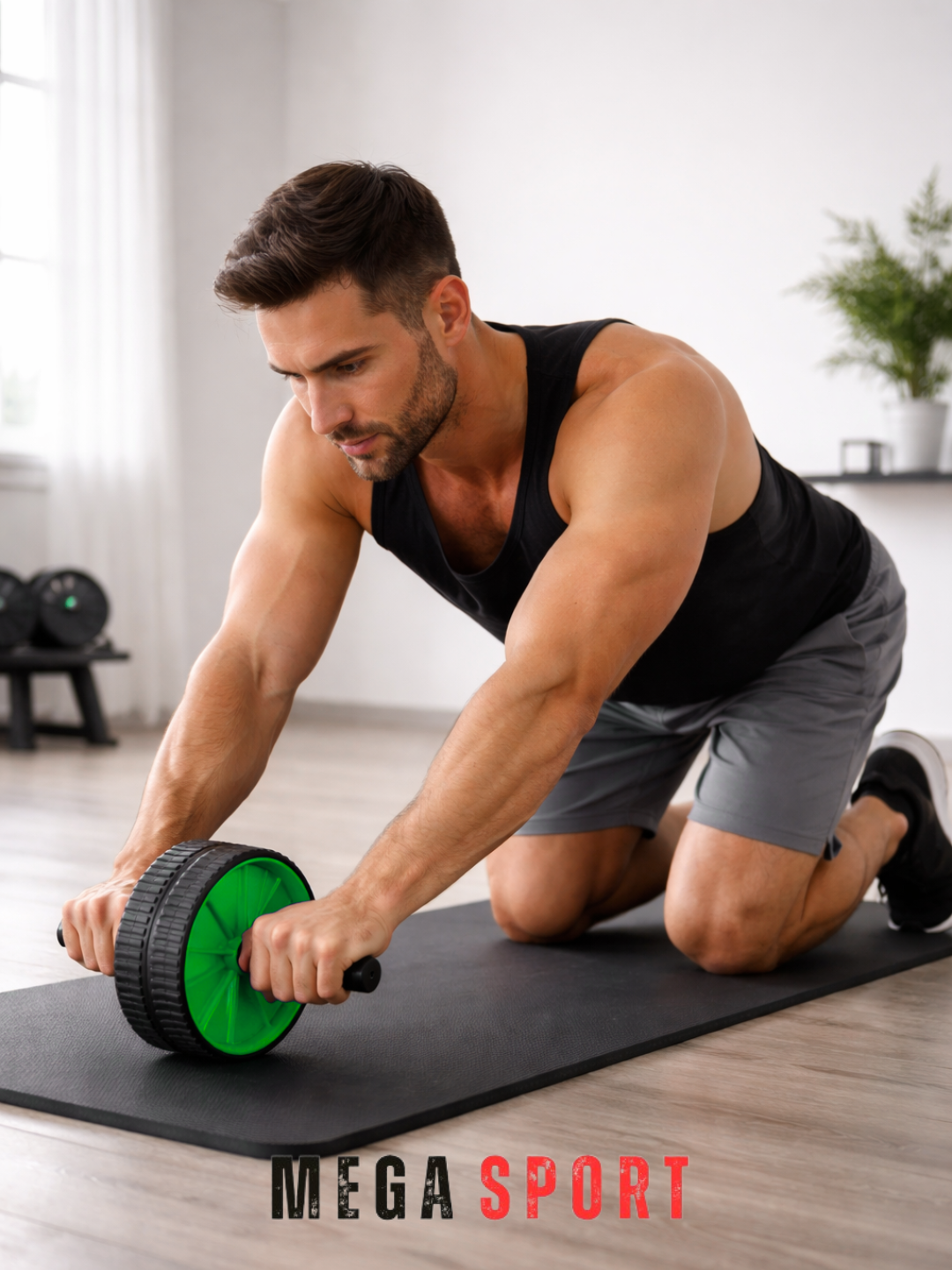 Ролик для пресса Ab Wheel, 1 колесо, противоскользящие ручки, пластик, резина