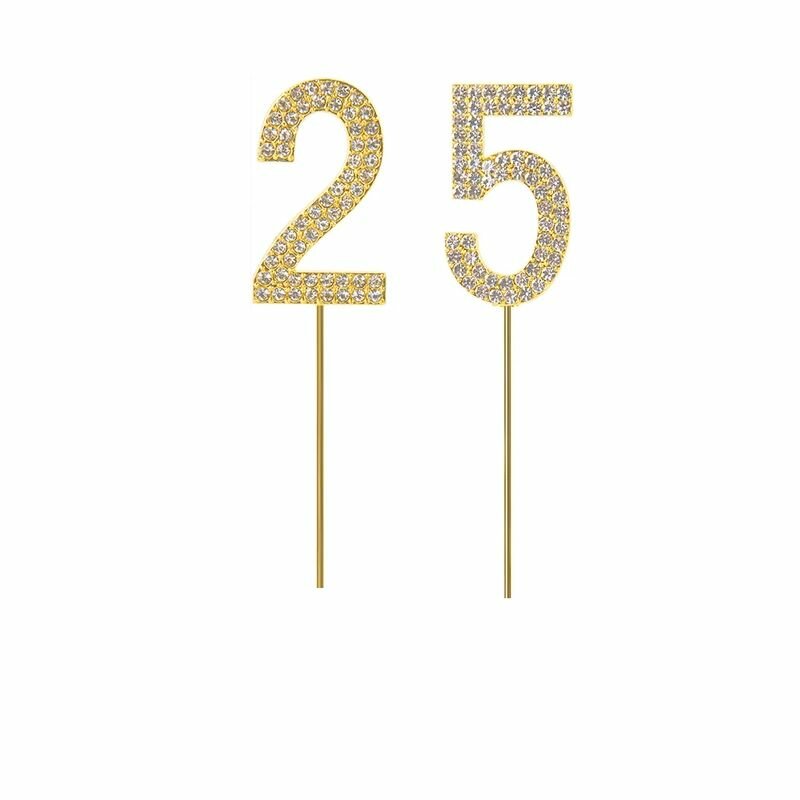 Набор топперов 25 металлический золотистый со стразами