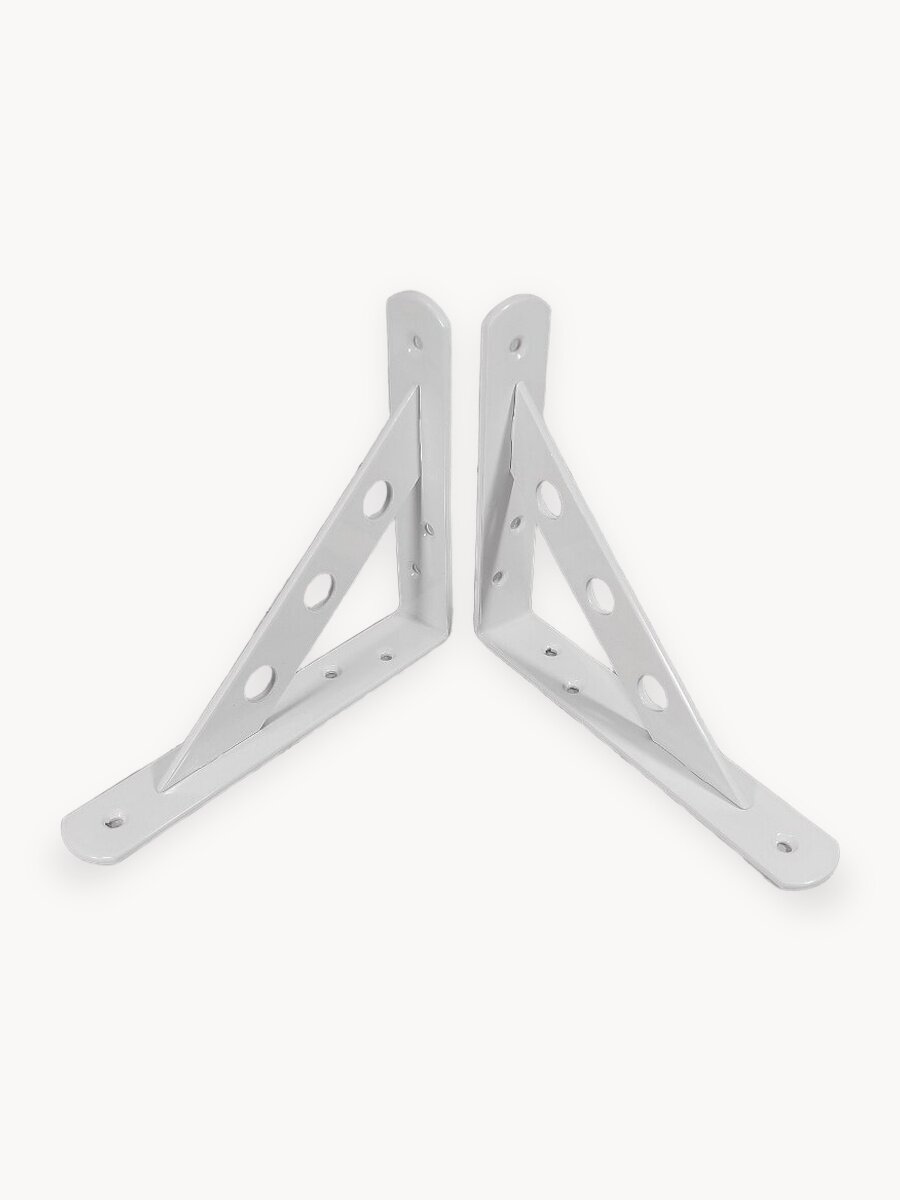 Кронштейн для полки, усиленный, стальной, 150х125х25мм, белый, 2шт.