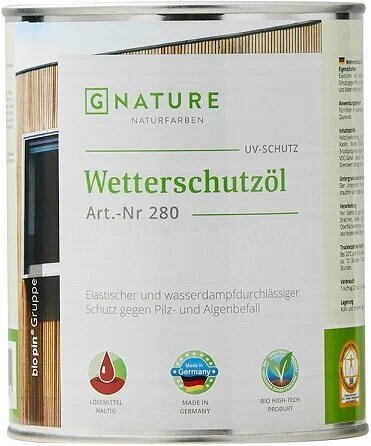 Gnature 280 Масло защитное для внешних работ 0,375л