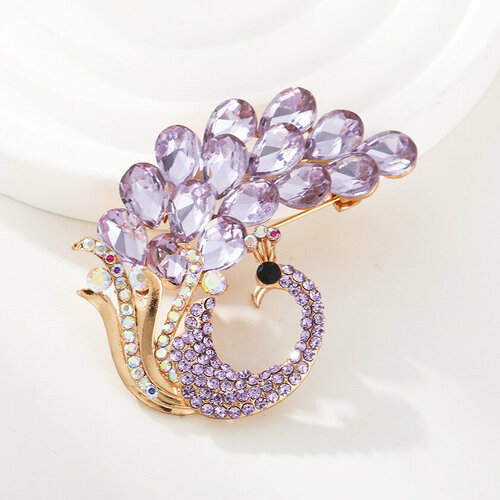 Брошь, горный хрусталь, 1 шт., лавандовый