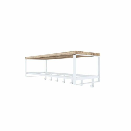 Вешалка - Полка настенная Otto с крючками и штангой 65x21x25 см цвет белый 5515₽