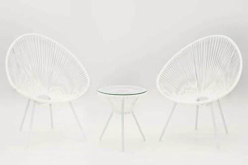 Изображение товара Комплект плетеной мебели KORNERA "Акапулько" на 2 персоны, каркас белый, искусственный ротанг белый