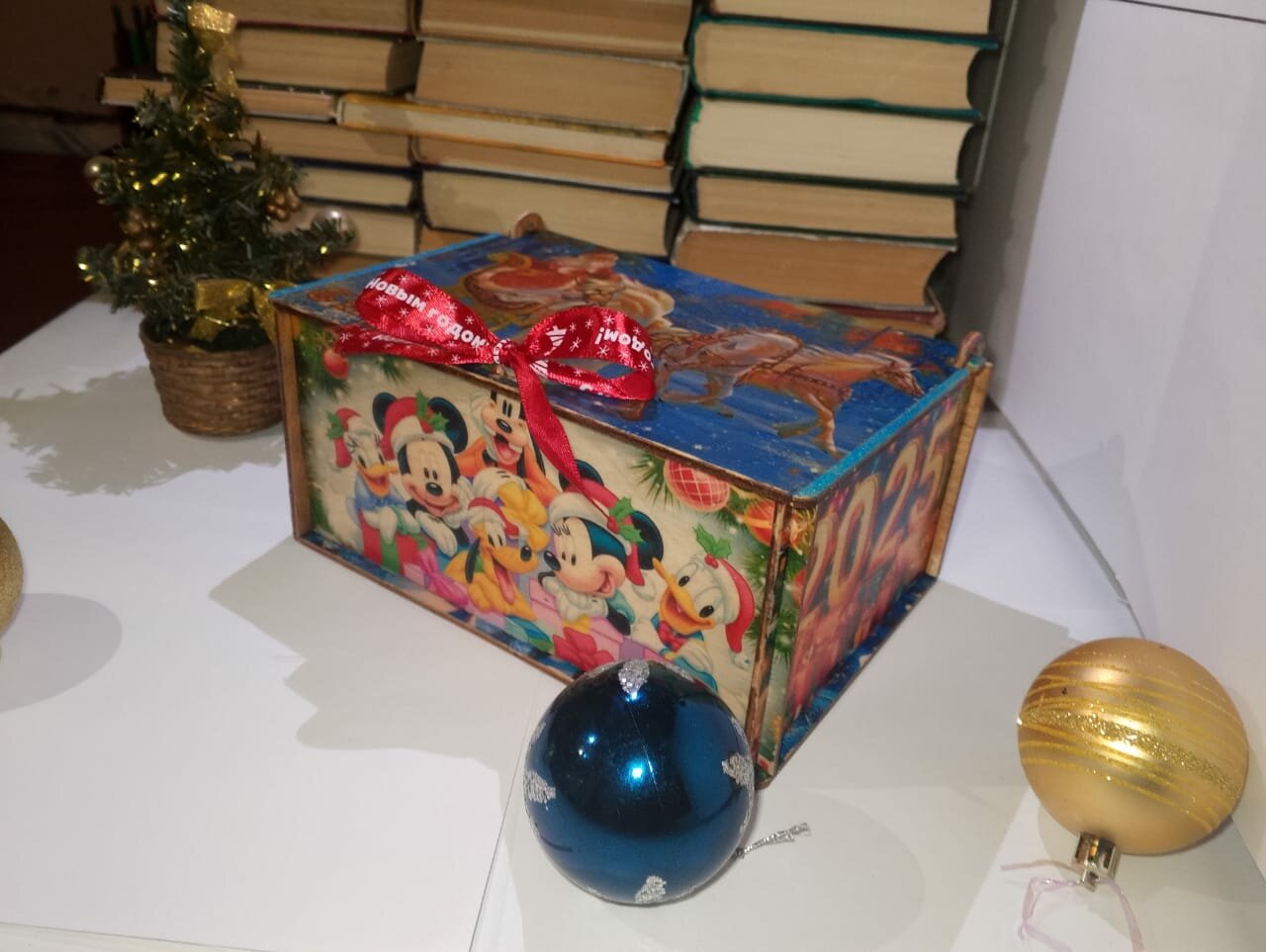 Упаковка для новогодних подарков "Коробка", дерево, 9x21x15 см