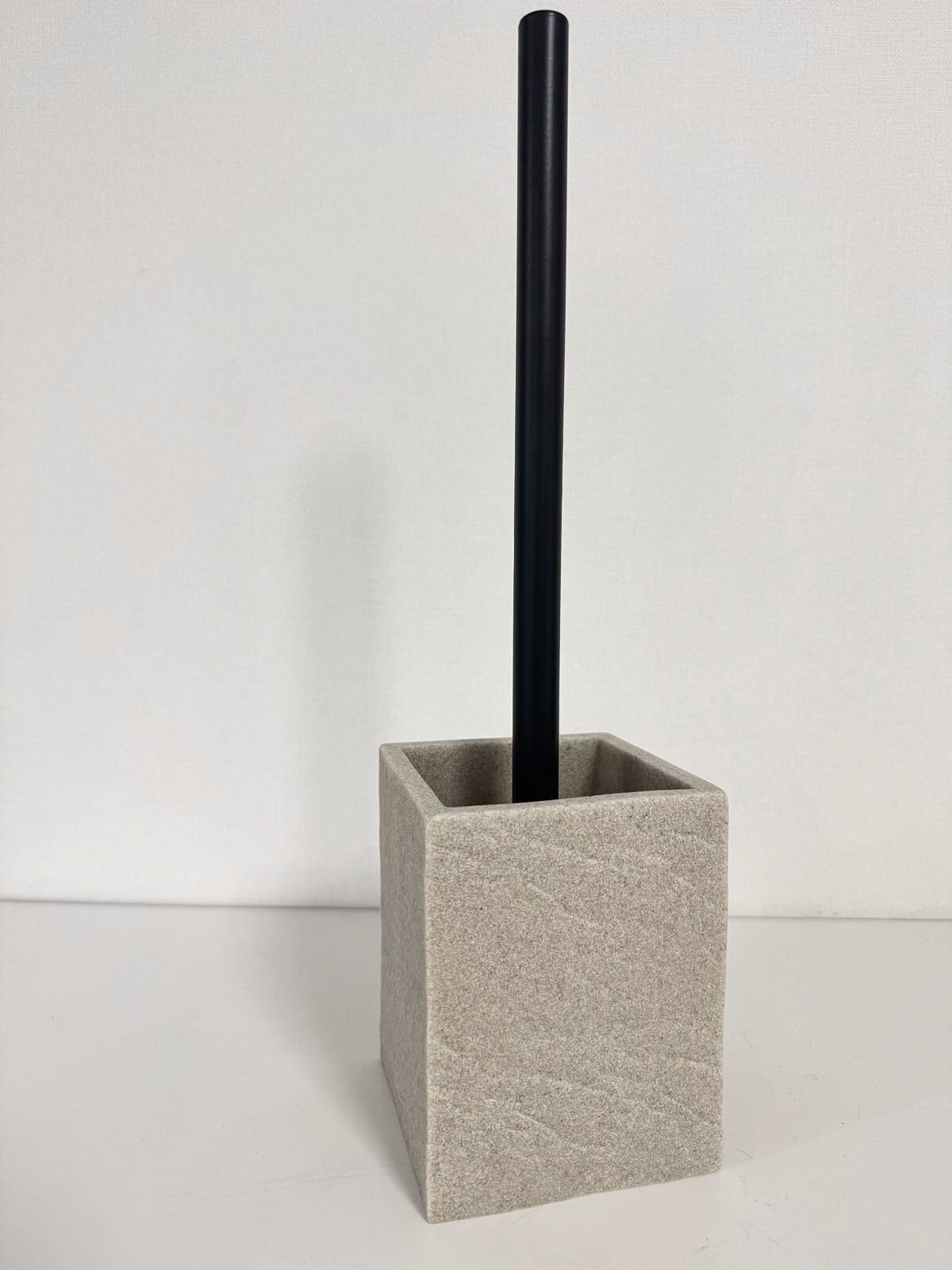 Ершик для унитаза с подставкой / ершик для туалета напольный квадратный бежевый c черным