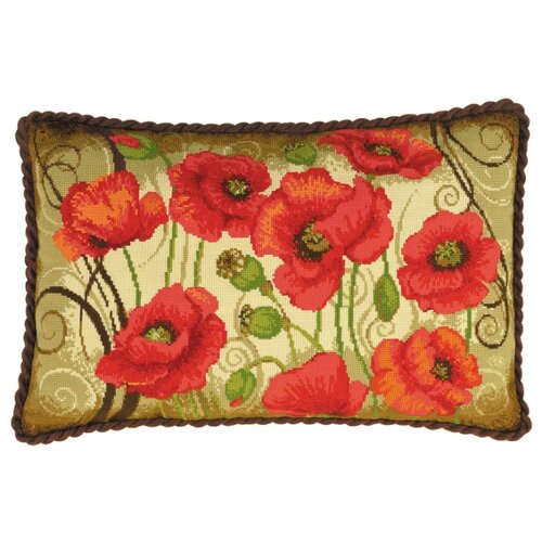 фото Риолис набор для вышивания крестом подушка восточные маки 60 х 40 см (1433)
