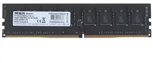 Оперативная память для компьютера 4Gb (1x4Gb) PC4-21300 2666MHz DDR4 DIMM CL16 AMD R744G2606U1S-U