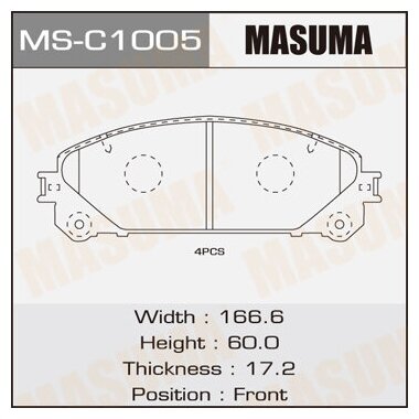 Колодки дисковые передние для lexus rx270/350/450h, toyota highlander 3.5 08 Masuma MSC1005
