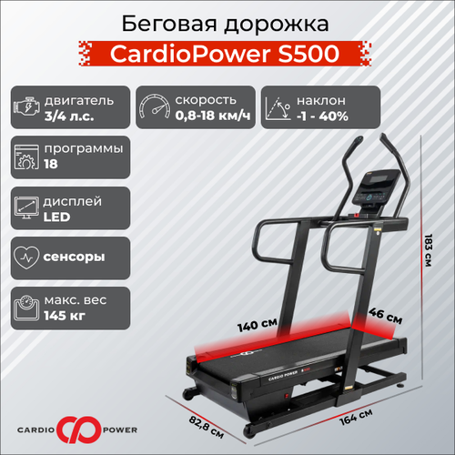 Беговая дорожка CardioPower S500 + коврик 180/90 в подарок