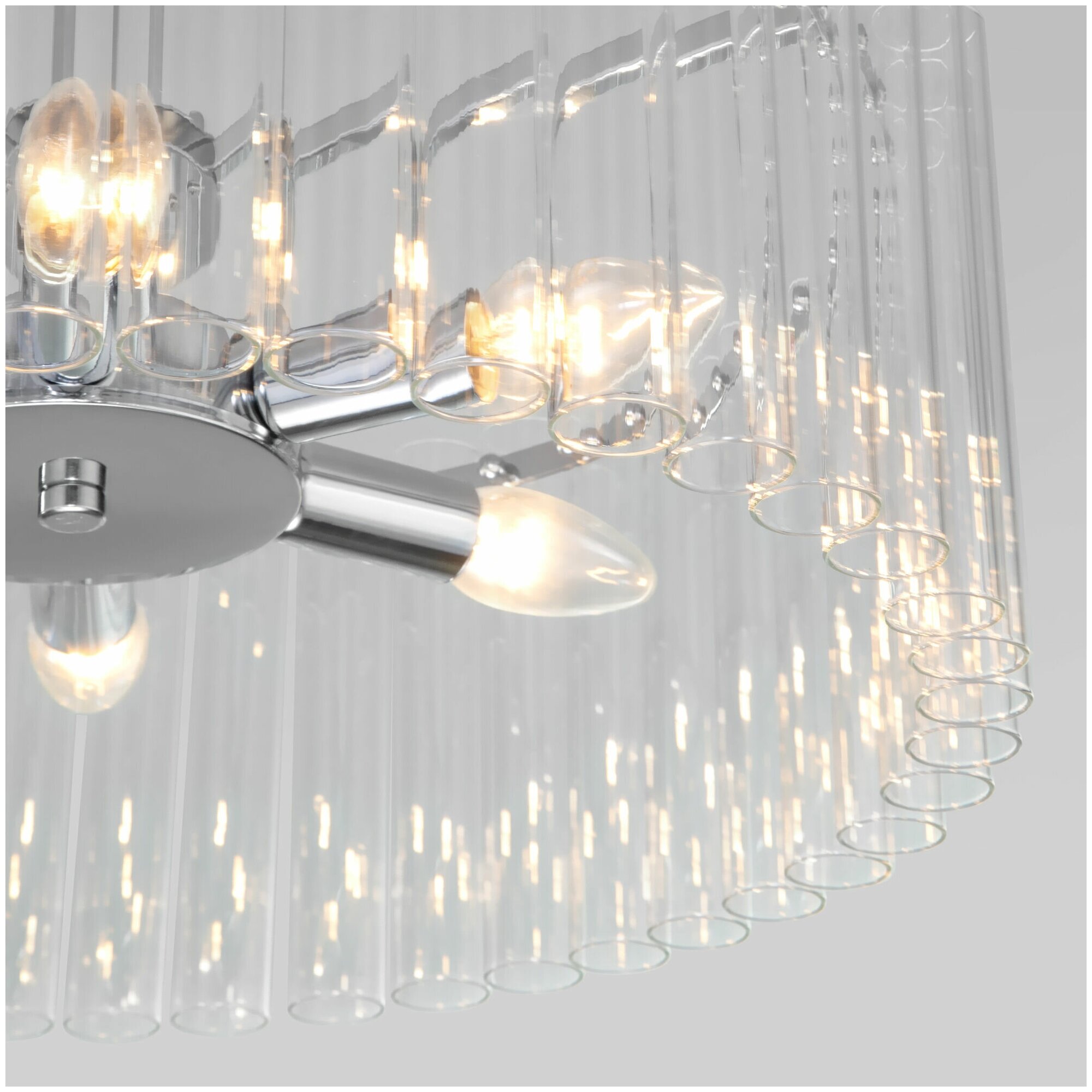 Умная потолочная люстра Bogate's Flamel 374 6 хром с плафоном из стекла E14 Minimir Home - фото №3