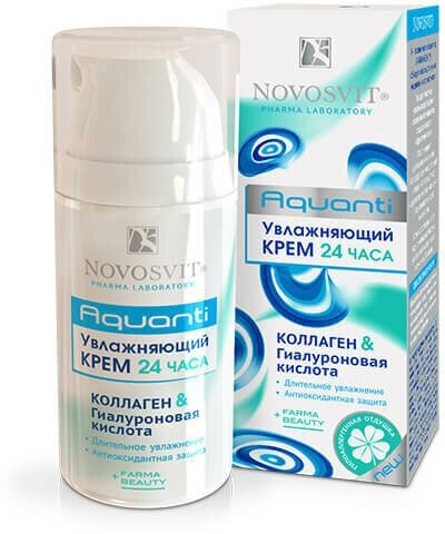 NOVOSVIT Крем с коллагеном и гиалуроновой кислотой «Увлажняющий 24 часа», 50 мл, Novosvit
