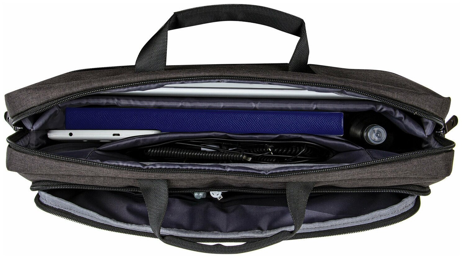 Сумка портфель BRAUBERG PRAGMATIC с отделением для ноутбука 15-16", "Vector", серо-черная, 30х42х8 см, 270827