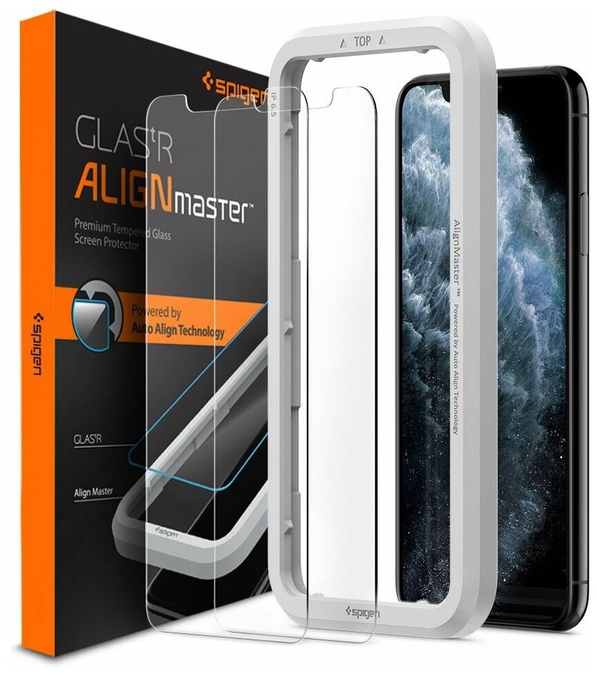 Защитное стекло Spigen Align GlastR 2 pack для iPhone 11/XR (AGL00101 2 в комплекте оригинал Clear)