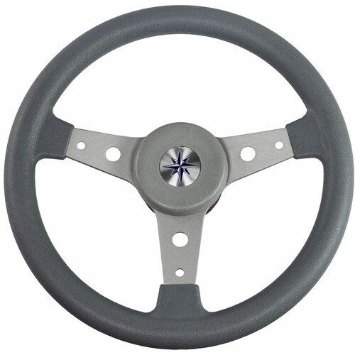 фото Рулевое колесо volanti luisi delfino обод серый, спицы серебряные д. 340 мм. италия