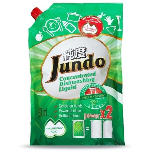 Средство для мытья посуды Jundo конц гель Green tea with Mint 9дойпак,800мл