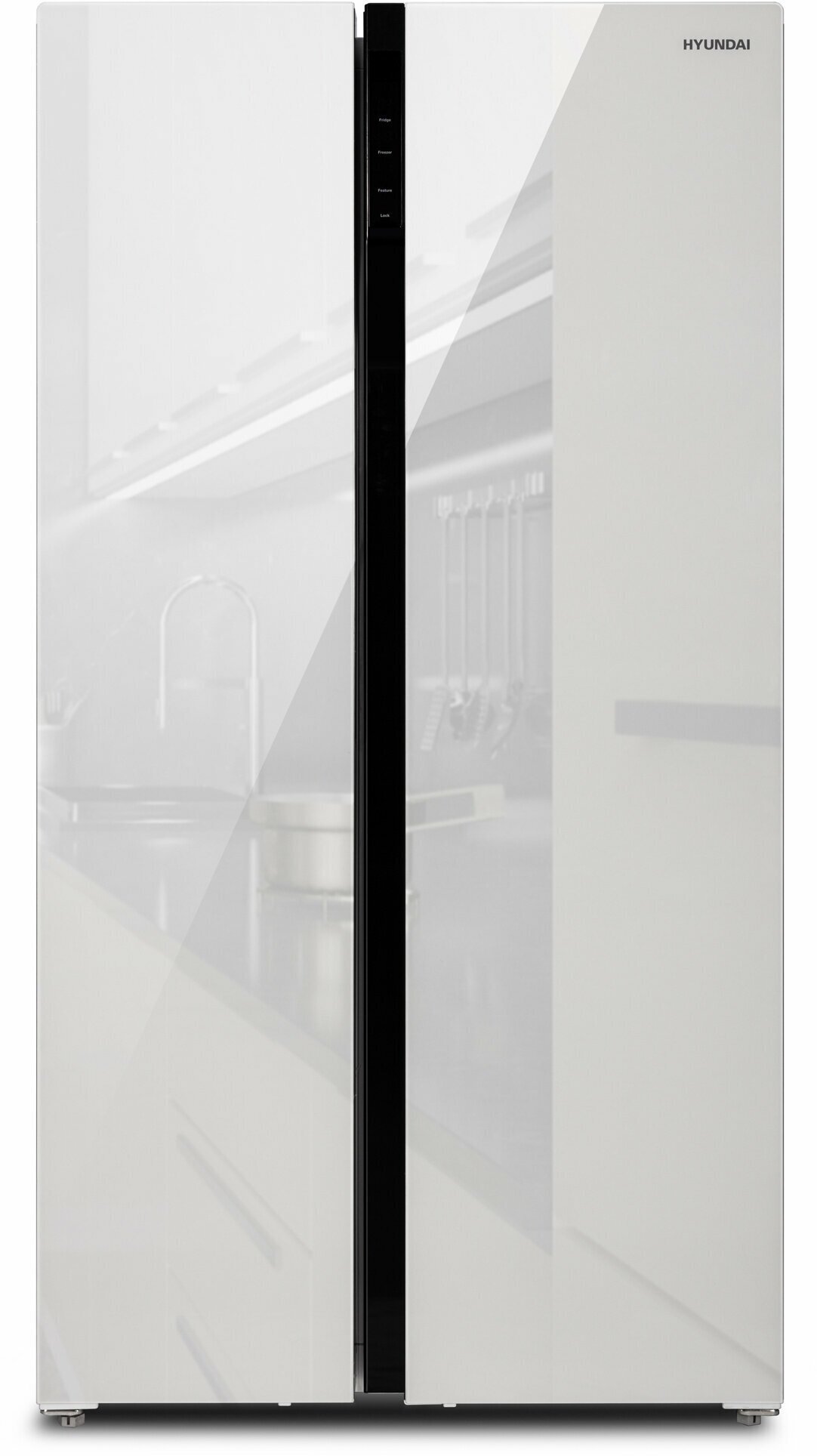 Холодильник HYUNDAI CS5003F, двухкамерный, белое стекло - фото №9