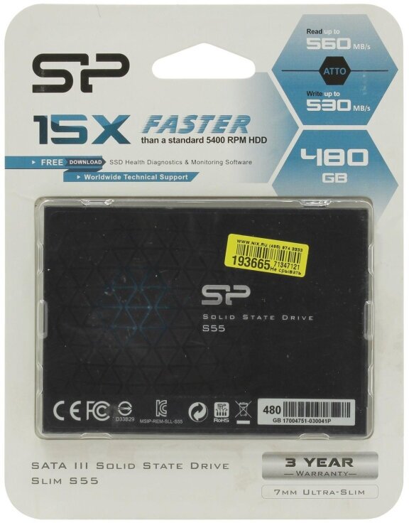 SSD накопитель SILICON POWER Slim S55 480Гб, 2.5", SATA III - фото №11