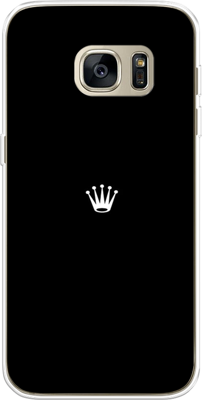 Силиконовый чехол на Samsung Galaxy S7 edge / Самсунг Галакси С 7 Эдж Белая корона на черном фоне