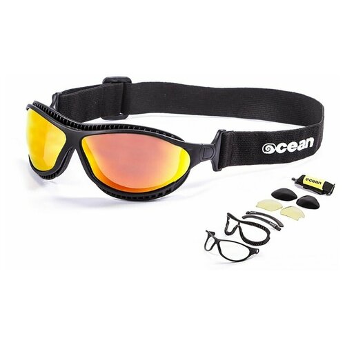 фото Спортивные очки ocean tierra de fuego матовые черные / зеркально-красные линзы