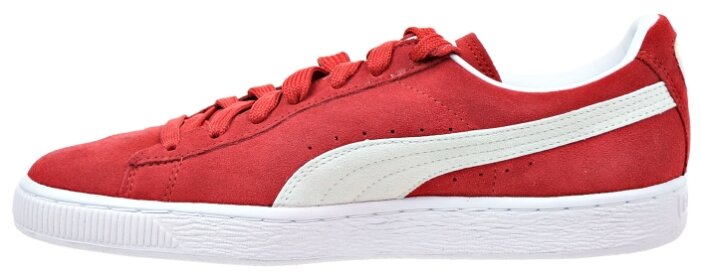 puma suede black red
