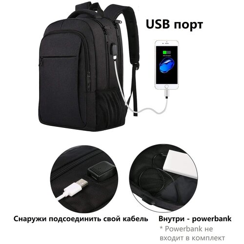 фото Городской рюкзак черный с usb-порт inflexible