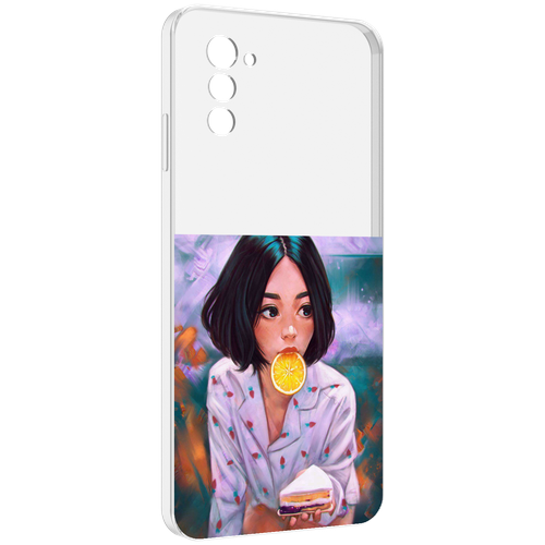 Чехол MyPads девушка-с-чизкейком женский для UleFone Note 12 / Note 12P задняя-панель-накладка-бампер