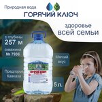 Вода Горячий Ключ скважина 7936. Негазированная, Вода минеральная питьевая газированная природная чистая целебная лечебная, выводит токсины, для детей мам родителей семьи - изображение