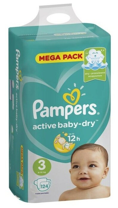 Подгузники Pampers Active Baby Dry Midi (4-9/5-9 кг), 124 шт. - фото №3