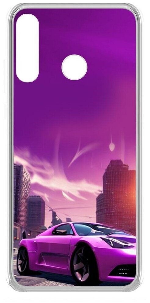 Чехол-накладка Krutoff Clear Case Розовое авто для Huawei P30 Lite