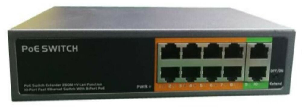 Сетевой коммутатор 8-ми канальный RJ45 POE 48 вольт для ip камер видеонаблюдения 10/100 Mbps POE004