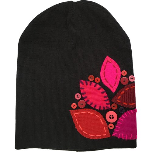 фото Шапка бини anru, размер 54-56, красный, черный