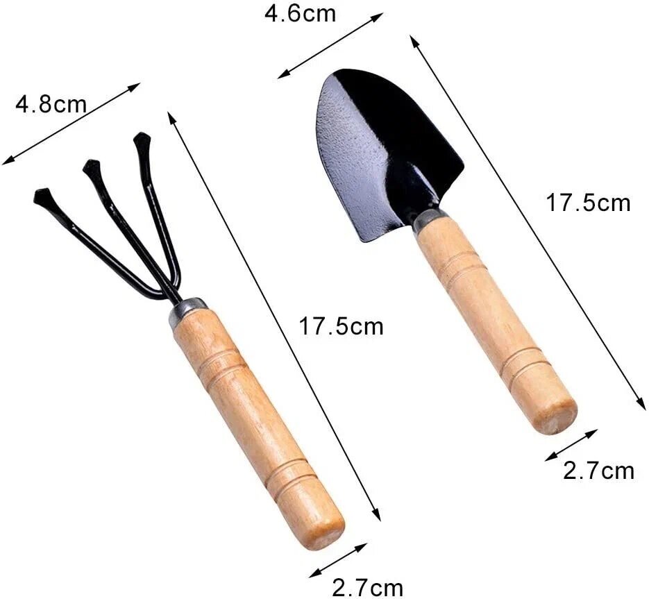 Мини Набор садовых инструментов для дачи, сада, комнатных растений, лопатка, совок, грабли - рыхлитель - фотография № 3