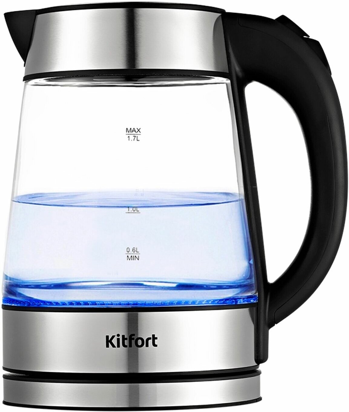 Чайник электрический KITFORT , 2200Вт, прозрачный и серебристый - фото №4