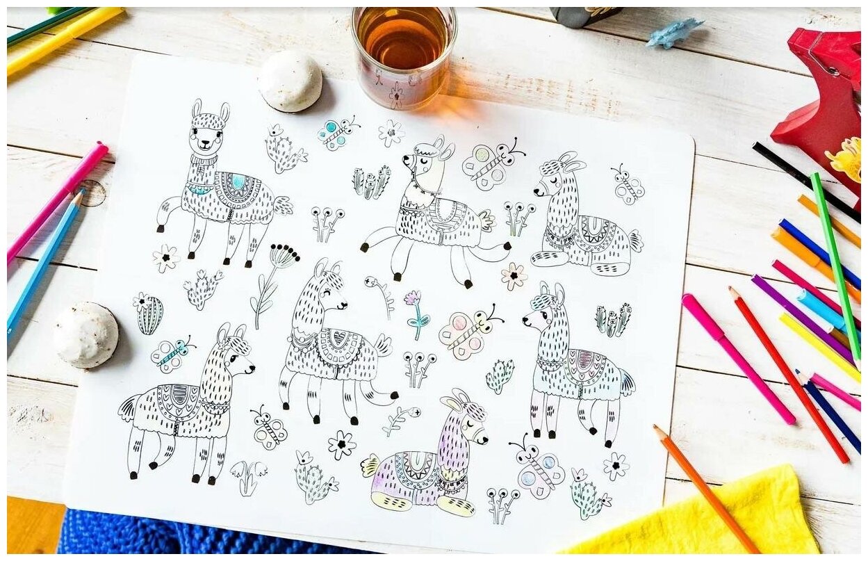 Коврик для творчества-многоразовая раскраска Бумба Ламы - фото №4