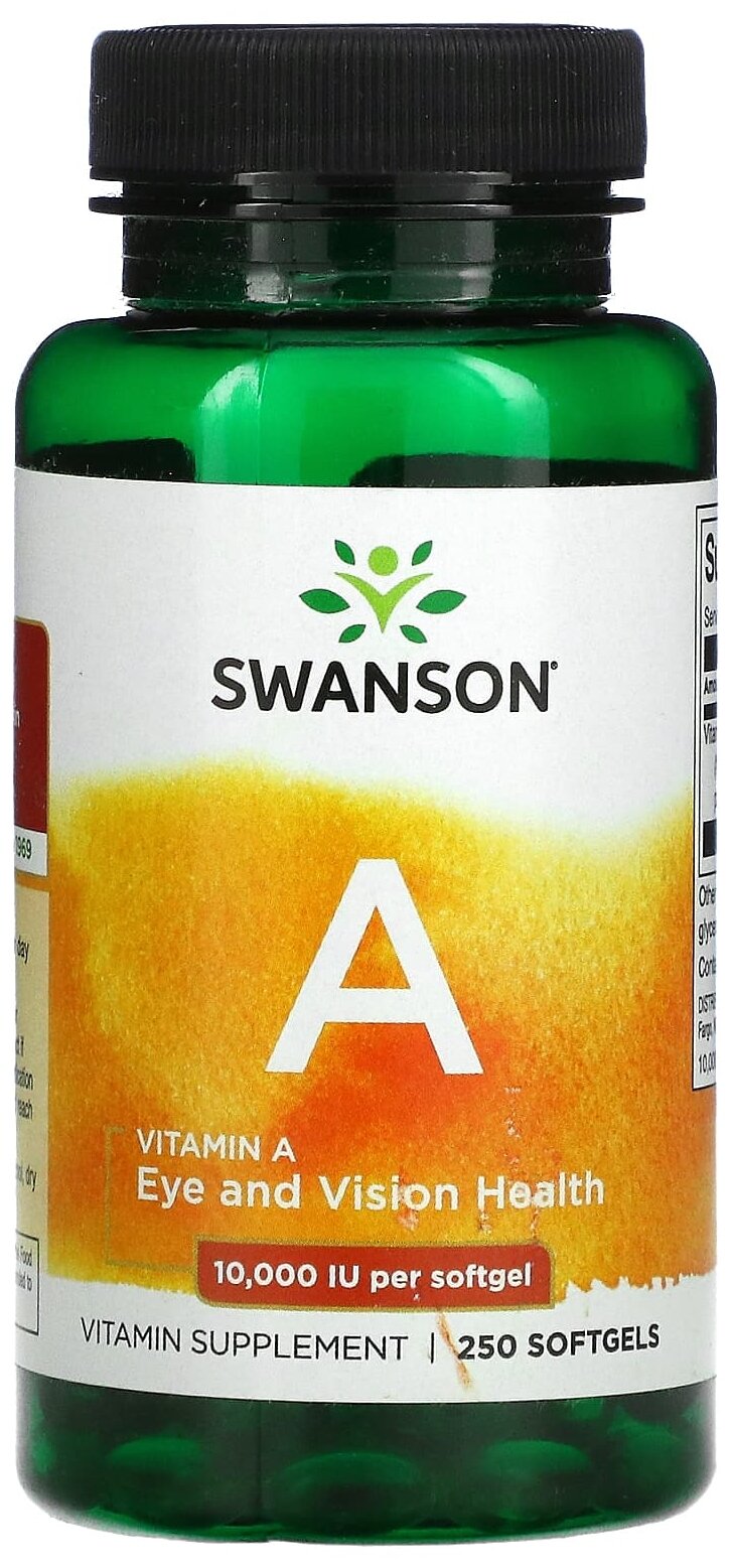 Капсулы SWANSON Vitamin A, 10000 МЕ, 250 шт.