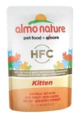 Almo nature полнорационные паучи для котят (hfc - complete - kitten - chicken ) 5840, 0,055 кг