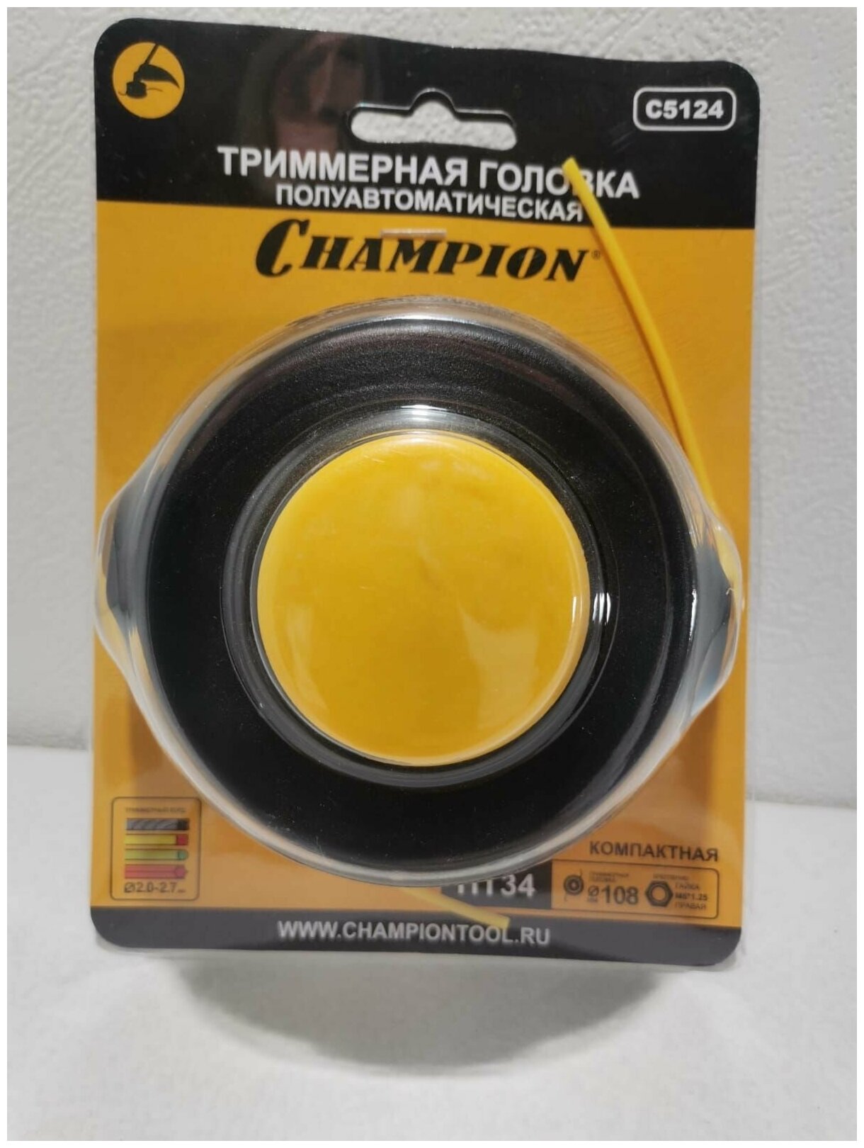 Косильная головка CHAMPION HT34 (гайка М8*1,25 прав.) компактн. (T261) (С5124)