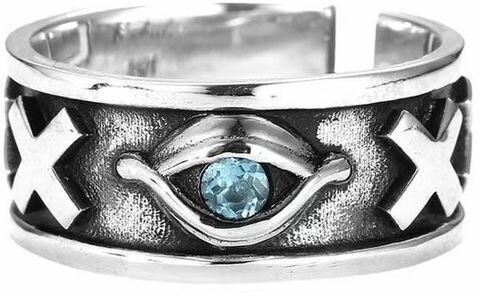 Кольцо Филькина Грамота, стекло, голубой, серебряный