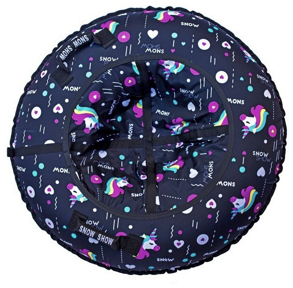 Санки надувные Тюбинг RT Единорог на чёрном + автокамера, диаметр 105 см